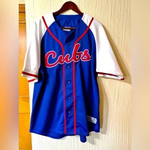 Vintage Chicago Cubs Blue Button Up Jersey